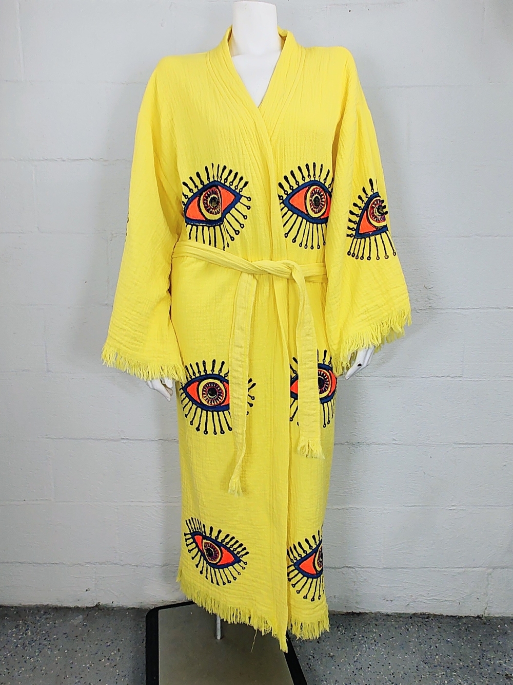 Handmade With Love Yellow Evil Eye Cotton Robe